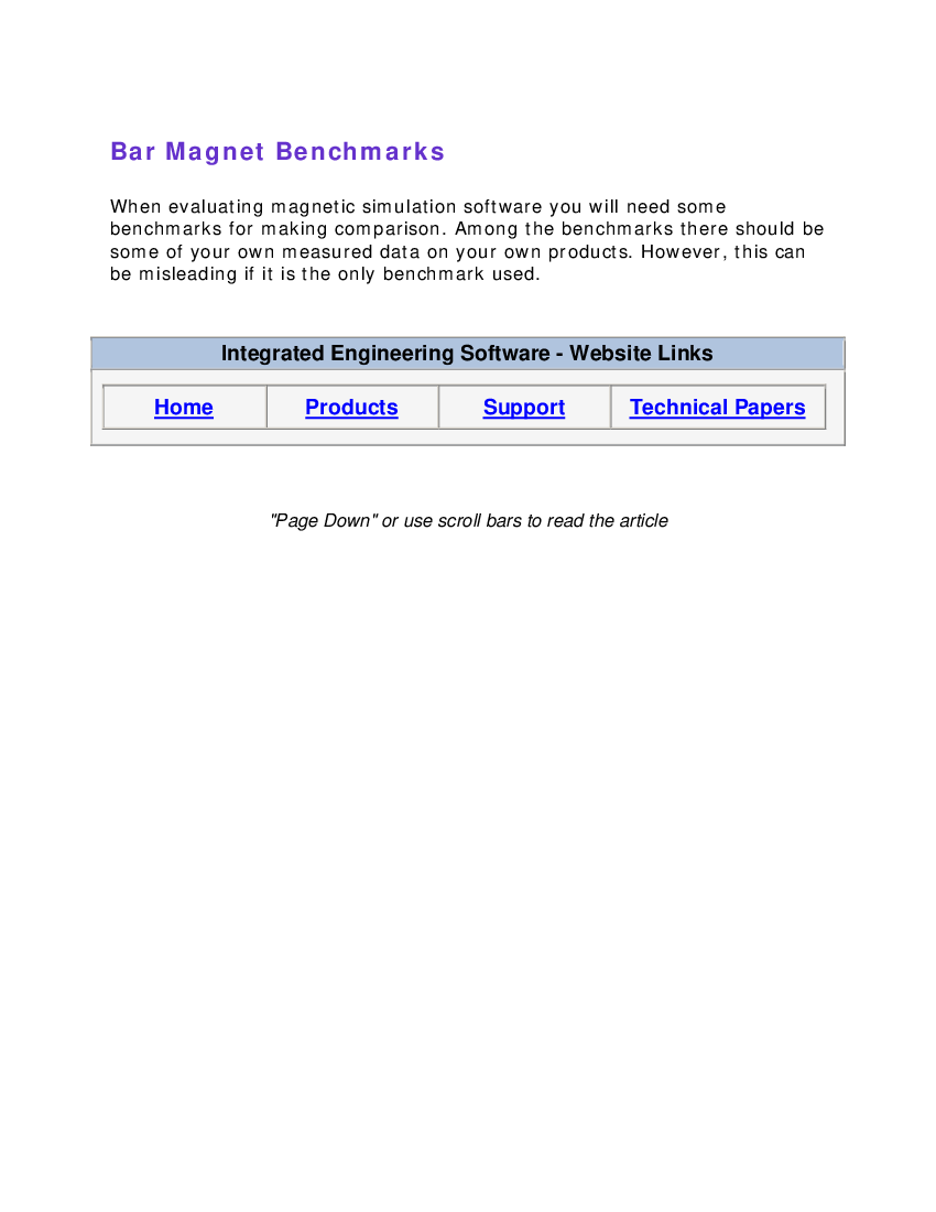 Bar Magnet Banchmarks