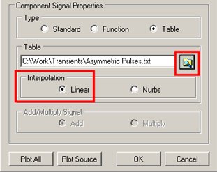 Table signal properties